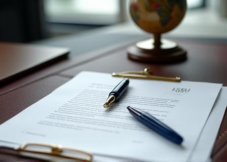 Close up of legal documents and a globe representing international mining law